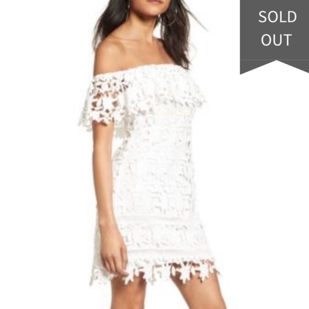 Off the shoulder white dress- lace, worn once